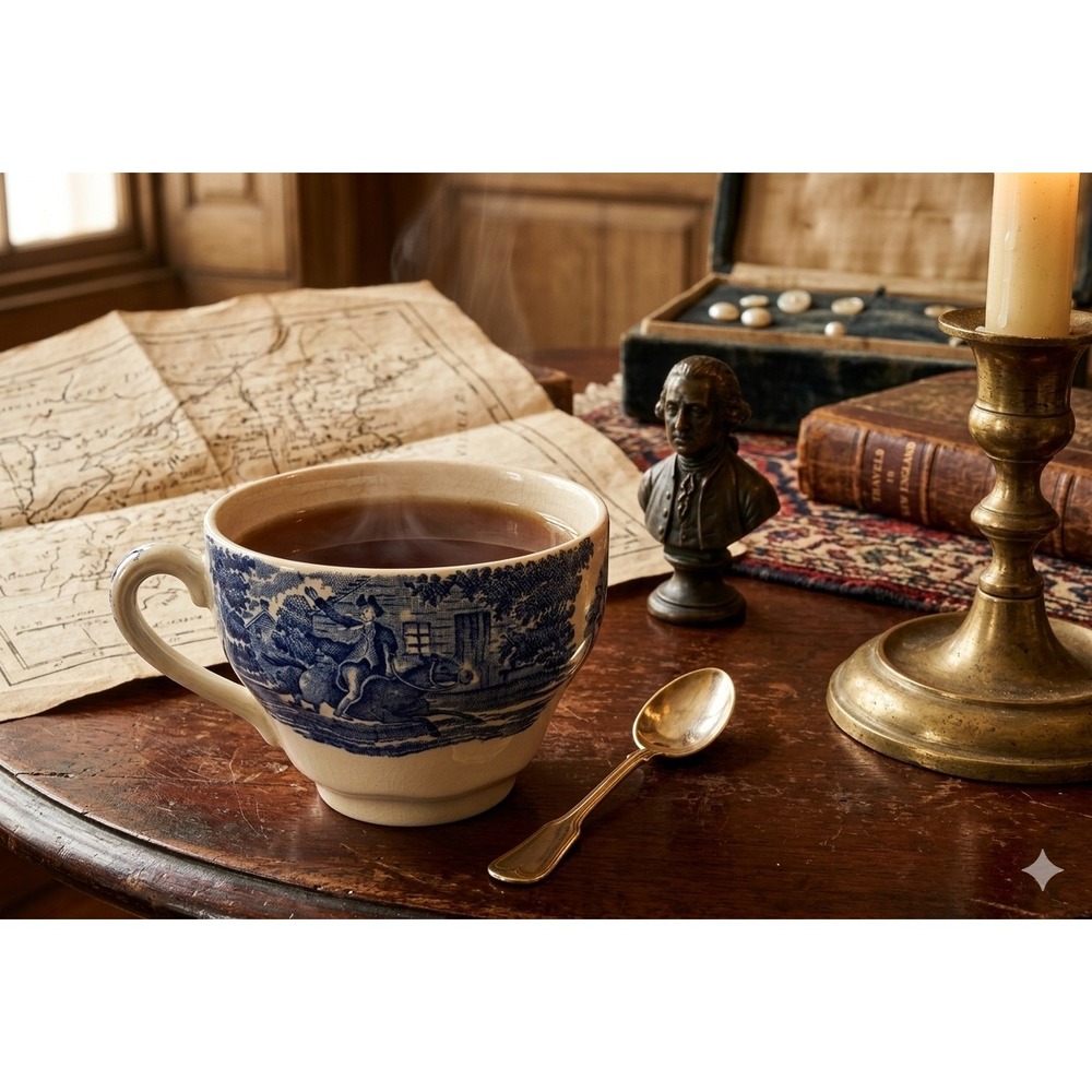 1890's Vintage Blue White Transferware Oversized Teacup Paul Revere Ride England